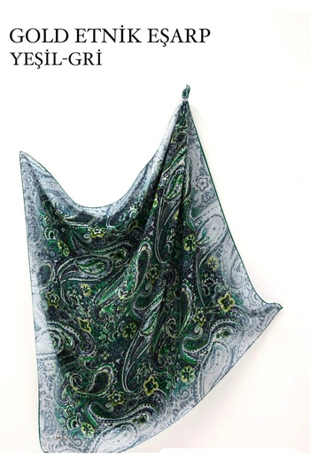 FRESCO SCARFS Gold Ethnic Pattern Cardi̇on Scarf
