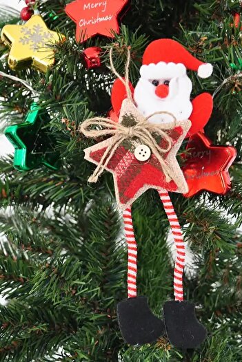 Patladı Gitti Christmas Pine Tree Ornament Buttoned Star Decorated Cute Santa Claus Christmas Ornament