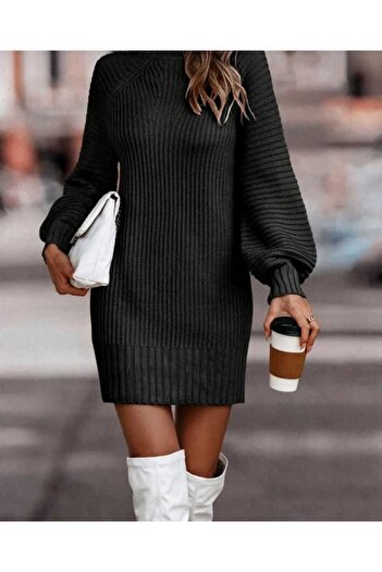Bracha Half Turtleneck Jacquard Print Comfortable Fit Mini Knitwear Dress
