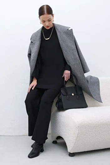 ALLDAY Black-Turtleneck Lycra Trouser Suit