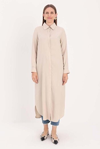 ALLDAY Stone-Hidden Placket Shirt Tunic