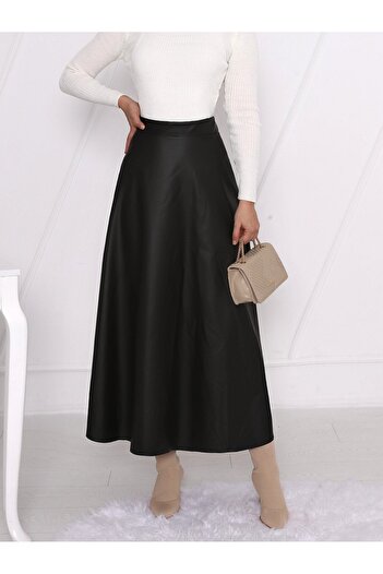 Modamorfo Straight Leather Skirt with Elastic Waist (1962)