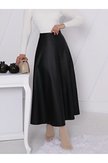 Modamorfo Straight Leather Skirt with Elastic Waist (1962)