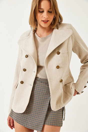Bianco Lucci Women's Buttoned Lined Stamp Jacket Mbms054 60501054