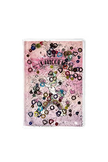 VUKİ Glittery and Watery Covered Patterned Mini Notebook with Colorful Pages