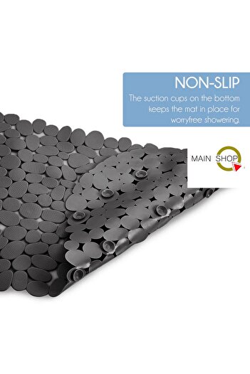 MAİN SHOP 2 Pieces Gray Bathroom Shower and Bathtub Anti-Slip Suction Cup Mat 34X68 cm M-130