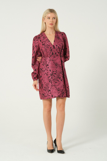 eva clothing Women's Jacquard Double Breasted Collar Print Mini Dress 1234668 Eva-1
