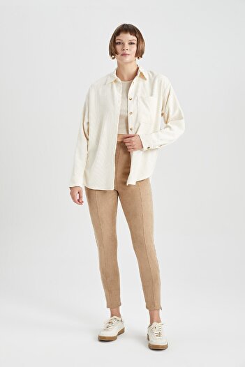 DeFacto Long Sleeve Velvet Regular Fit Shirt - R3724az23wn