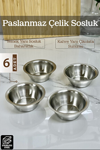 FİTHOME Coffee Color Stainless Steel Sauce Bowl Set - Side Presentation and Mayonnaise Spice Ketchup