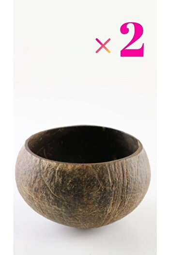 Kuru Yeşil Coconut Jumbo Bowl - Snack Bowl and Salad Cut - Coconut Bowl - Pack of 2