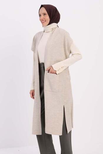 ALLDAY Stone-Pocket Long Knitwear Vest