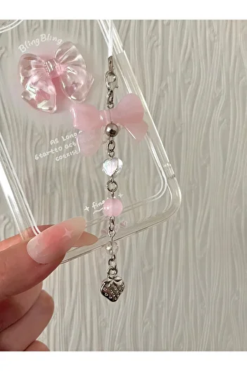 bohemian takı tasarim Strawberry Patterned Bow Candy Phone and Bag Charm
