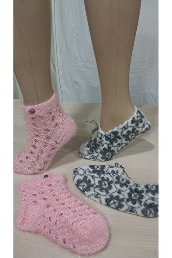Papatyam 2 Pieces of Hand Knitted with Five Skewers - Home Booties and Handcrafted Booties