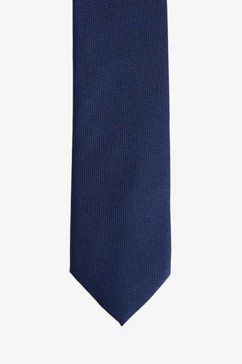 ALTINYILDIZ CLASSICS Men's Navy Blue Silk Fabric Tie-Handkerchief Set