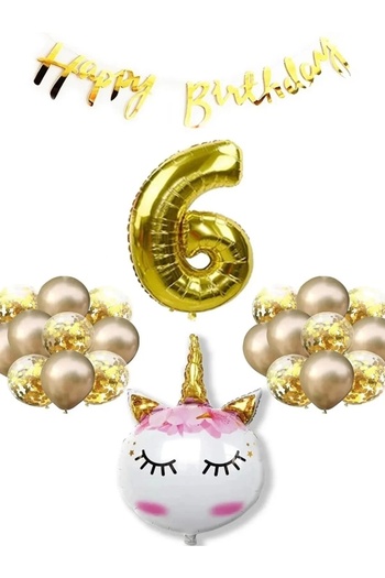 MYLOCK 6 Year Old Unicorn Birthday Party Set with Number Banner