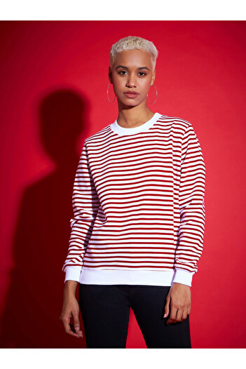 Sassafras By Styli Regular Fit Striped Fleece Sweatshirt