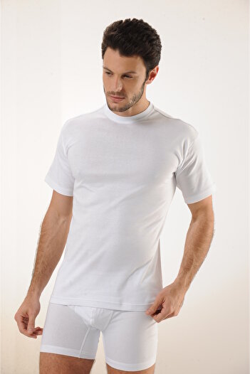 MODA 100% Cotton Soft Textured Ribbed Men's White Undershirt