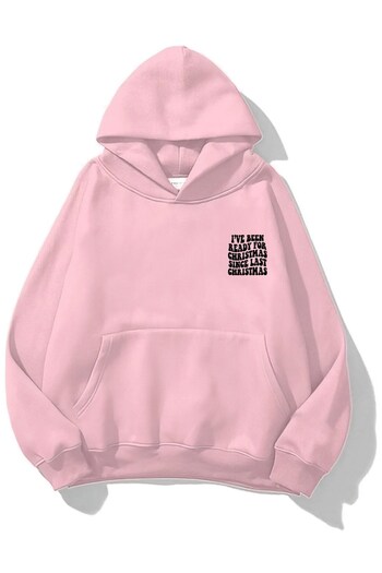 The Champ Clothing Φούτερ Unisex με κουκούλα σε ροζ πολικό χριστουγεννιάτικο στάμπα