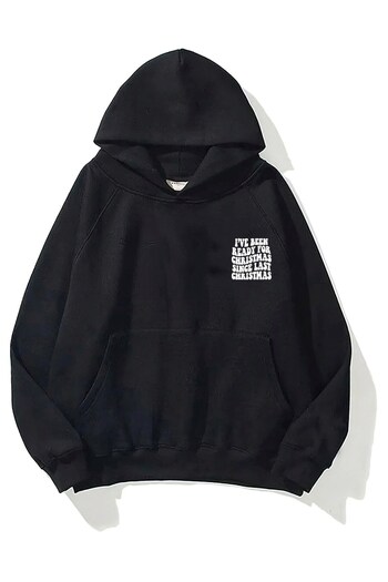 The Champ Clothing Μαύρο φούτερ Unisex με κουκούλα με χριστουγεννιάτικο στάμπα