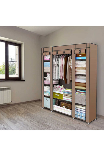 ALMUFARREJ Portable Bedroom Wardrobe Brwon 130x175x45centimeter