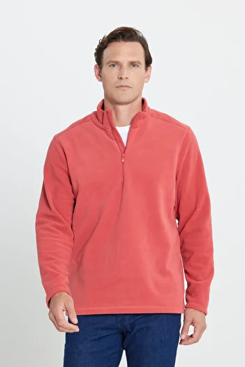 AC&Co / Altınyıldız Classics Men's Coral Anti-Pilling Non-Pilling Standard Fit Stand-up Collar Fleece Sweatshirt