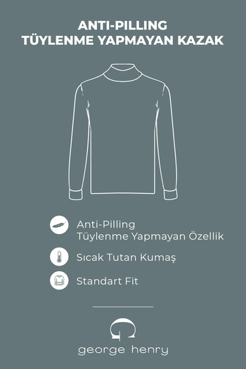 George Henry Non-Pilling Anti-Pilling Standard Fit Regular Cut Half Turtleneck Men's Black Knitwear Sweater