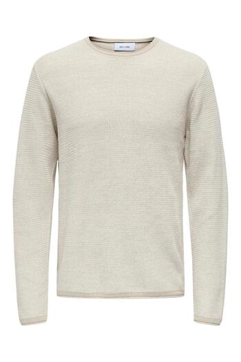 Only & Sons Onseric Reg 12 Struc Crew Knit - Silver Detailed Noos Silver Lining (14- 22029952 )