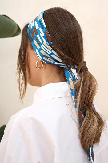 ALLDAY Dark Blue-Ecru-Prime Patterned Multi-Use Scarf