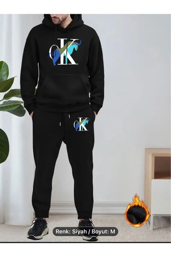 SimStone Ck Printed Sweatshirt and Pants Set – Oversized, Brushed Cotton