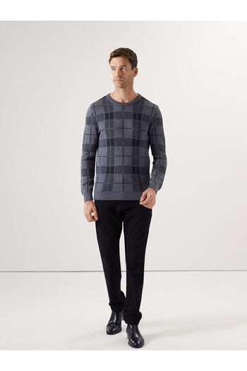 LC Waikiki Men's Plaid Knitwear Sweater - Long Sleeve, Crew Neck - Lcwaikiki Classic