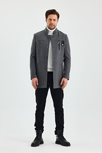 TREND KOMBİN Men's Gray Color Cashew Coat