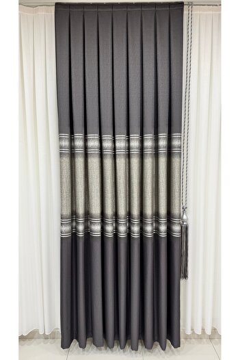 Fon Dünyası Anthracite Silver Single Wing Panel Background Curtain