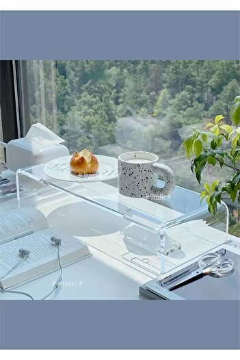 Pleksi Marketi Plexy Desktop Transparent Raf --20X30Cm-H:8Cm