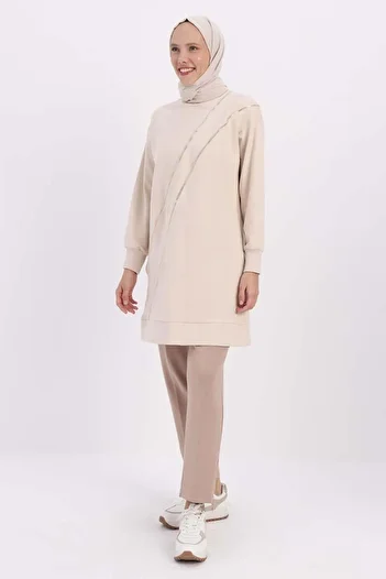 ALLDAY Stone-Ornament Zippered Sweat Tunic