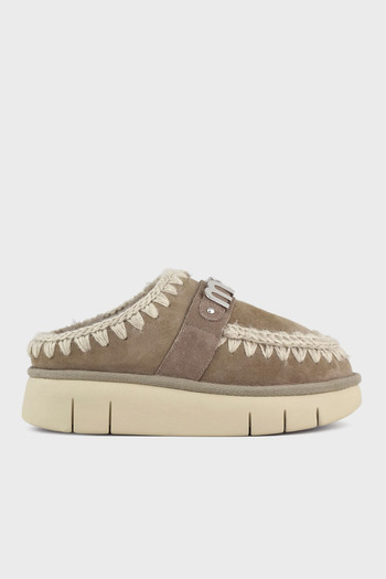 Mou With Logo Genuine Leather Soft Furry Stitching Detail Thick Sole Eskimo Slippers Slippers Mu.Fw531