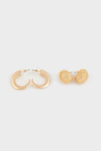 DeFacto Women's 2-Piece Matte Silver Earrings E1309Axns