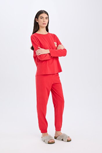 DeFacto New Year's Themed Stretchy Long Sleeve Pajamas Set - D2290Ax24Wn