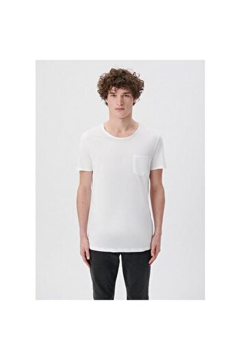 Mavi White Men's T-Shirt with Stitched Pocket Detail M062772-20843