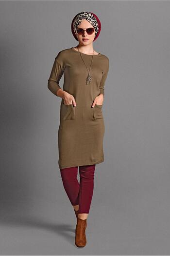 Alvina 40424 Model Pocketed Knitwear Tunic