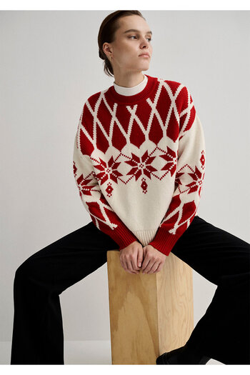 Mavi Christmas Themed Jacquard Sweater Oversize / Wide Cut 1710617 -70057