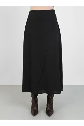 Refka Side Button Detailed Skirt - Black - Refka