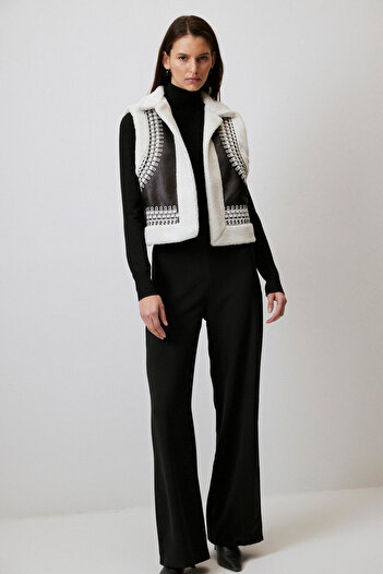 Touché Privé Suede Vest with Embroidery Detail