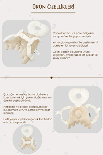 mordesign Adjustable Toddler Head Protection Pillow - Angel Wing, Small
