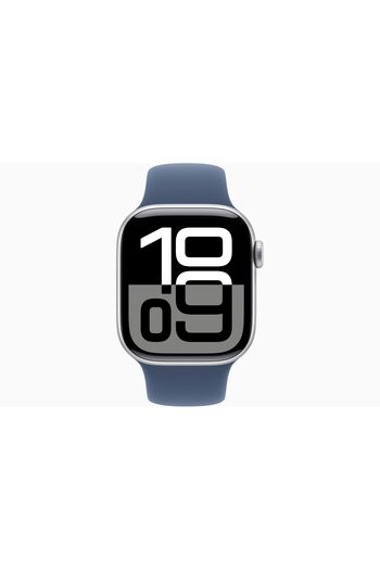 Apple Watch Series 10 GPS + Cellular 42mm Silver Aluminium Case with Denim Sport Band - S/M