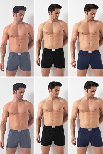 DONEX Men's Curling Waist Cotton Boxers - Pack of 6 2302