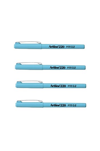 artline ARTLINE 220N - 0.2 mm Light Blue, Super Fine Fine Felt Tip Writing Pen (4 Pieces)