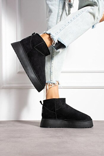 star shoes KADIN YARIM BİLEK MİNİ YÜNLÜ SÜET KURU GÜN İNCE TABAN BOT