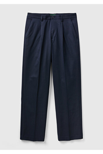 United Colors of Benetton Men's Claret Red Wide Fit Polyviscous Trousers