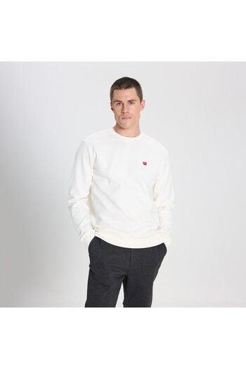 WRANGLER Regular Fit Regular Cut Crew Neck White Sweatshirt