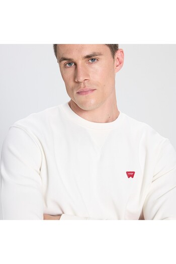 WRANGLER Regular Fit Regular Cut Crew Neck White Sweatshirt